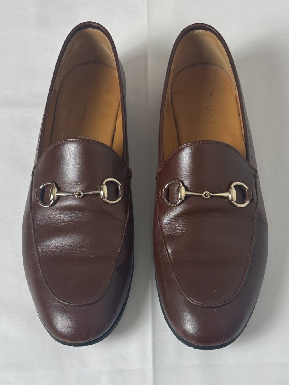 Gucci Brown Leather Horsebit Loafers 38.5